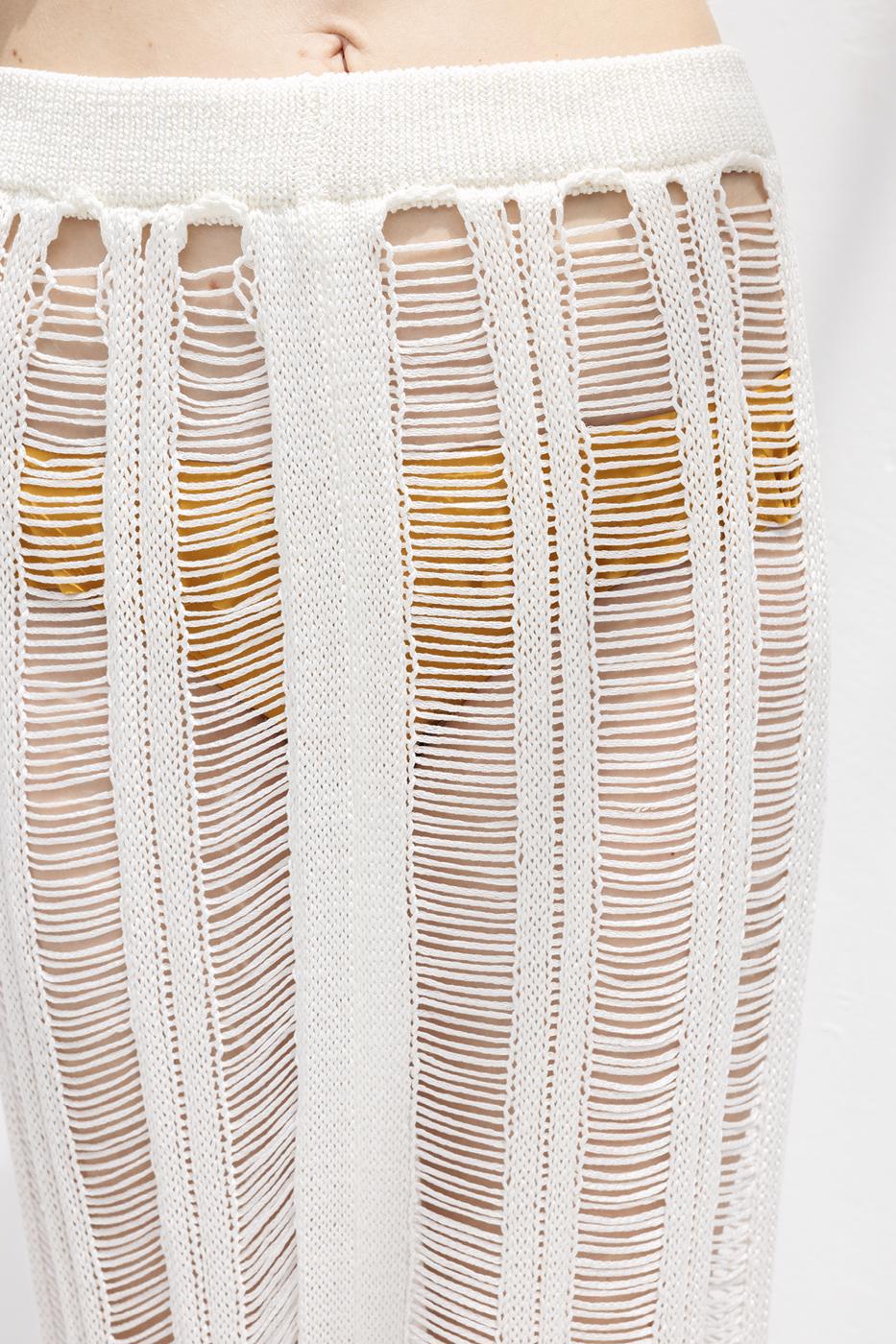 Knitted Mesh Maxi Beach Skirt Off whıte