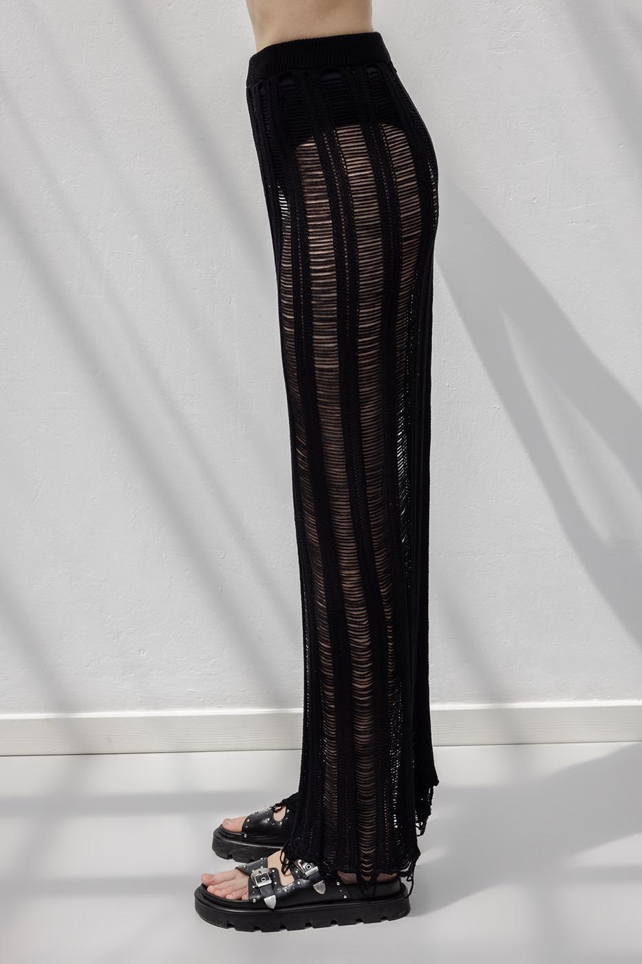 Knitted Mesh Maxi Beach Skirt Black