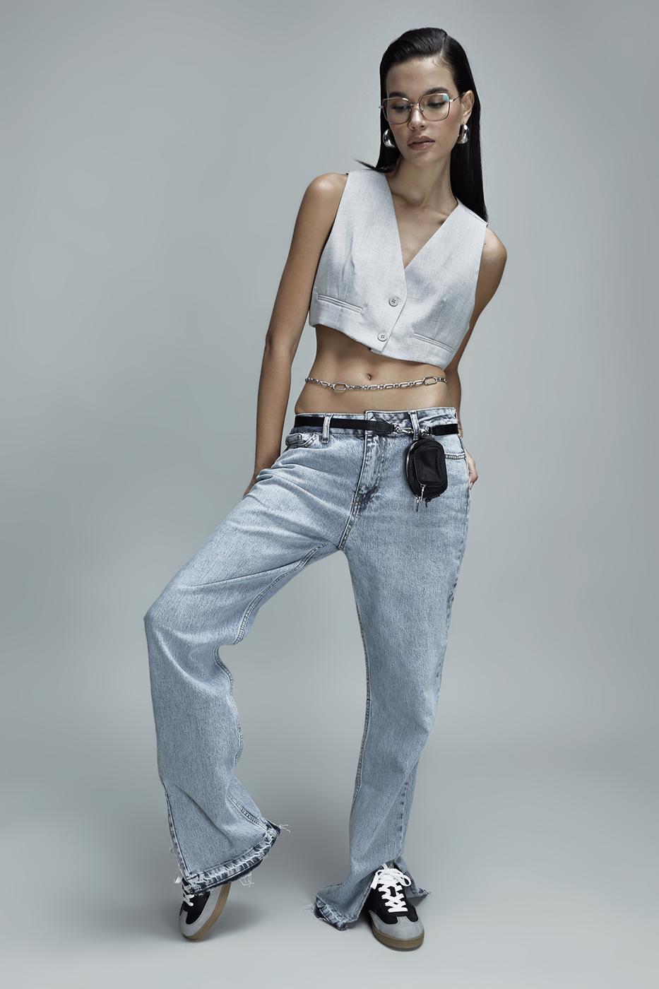 Mid-waist Straight Cut Denim Pants