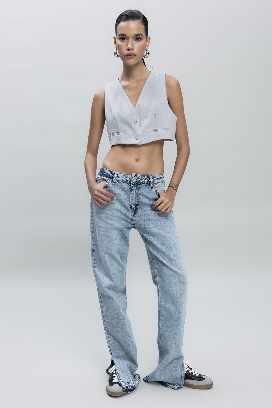 Mid-waist Straight Cut Denim Pants