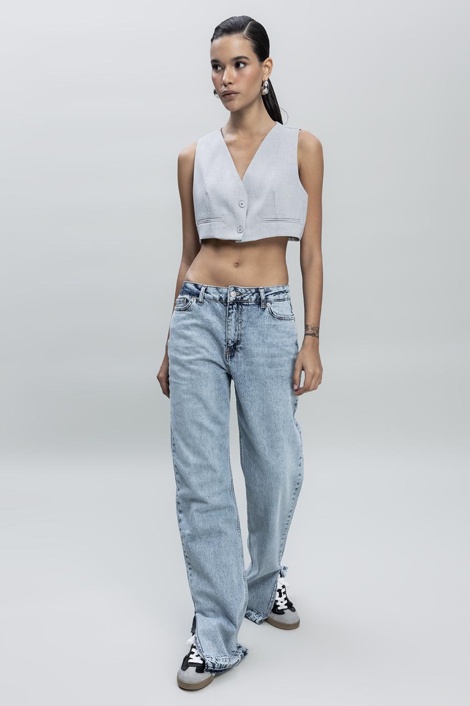 Mid-waist Straight Cut Denim Pants