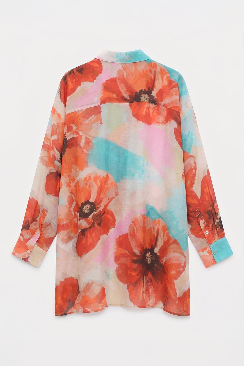 Oversize Floral Shirt Multı colour