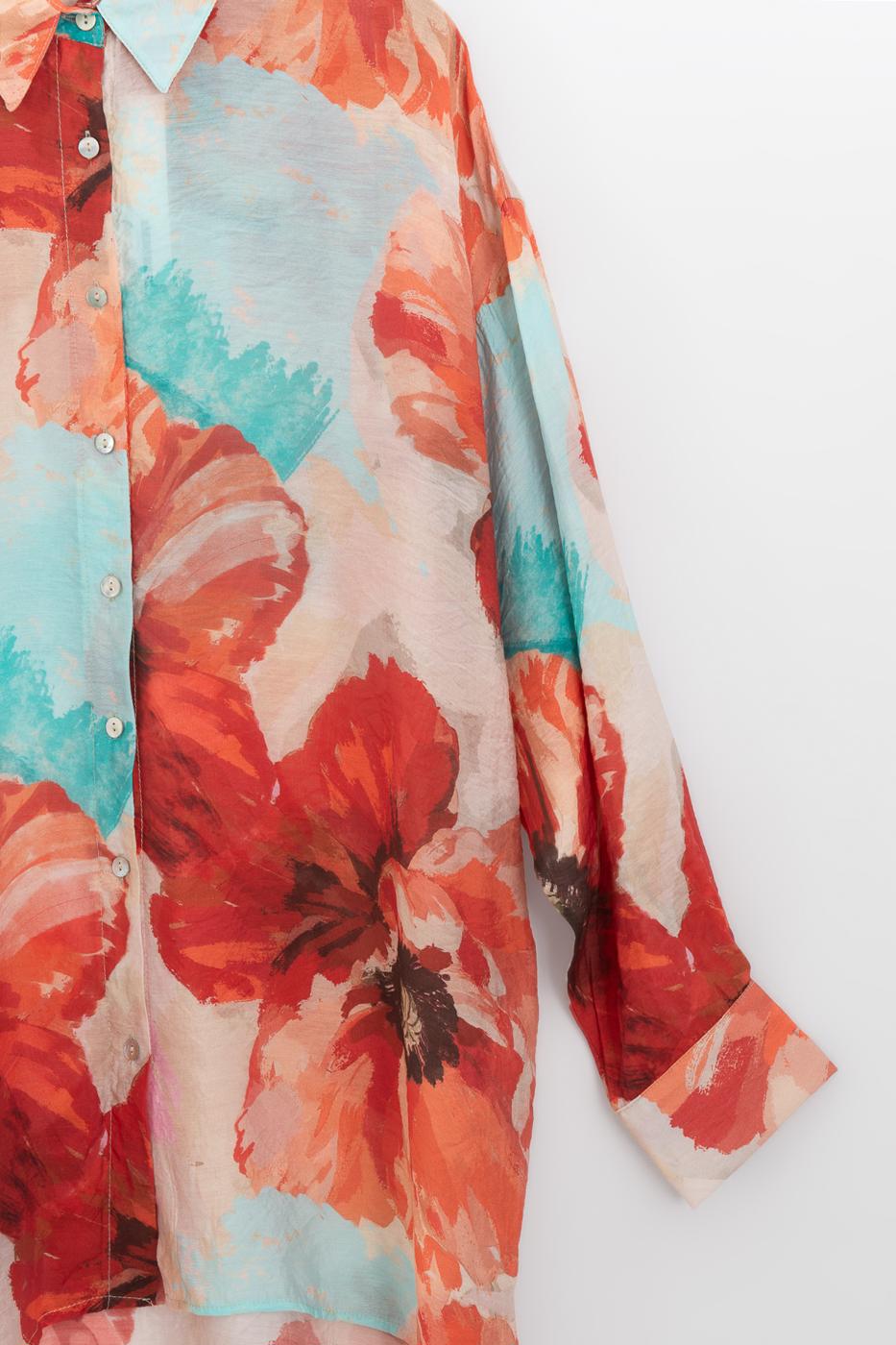 Oversize Floral Shirt Multı colour
