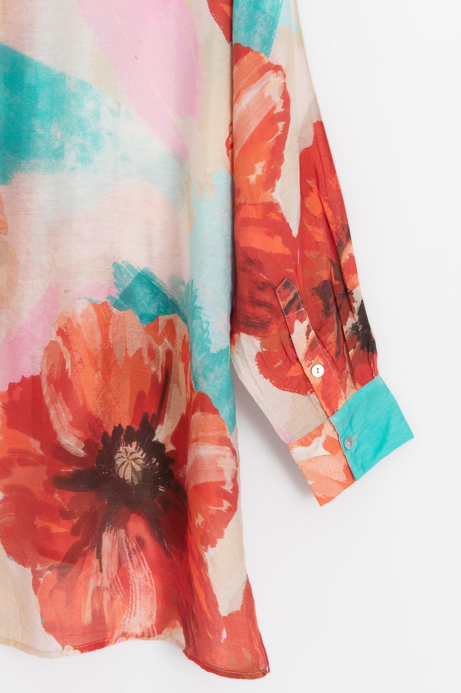 Oversize Floral Shirt Multı colour