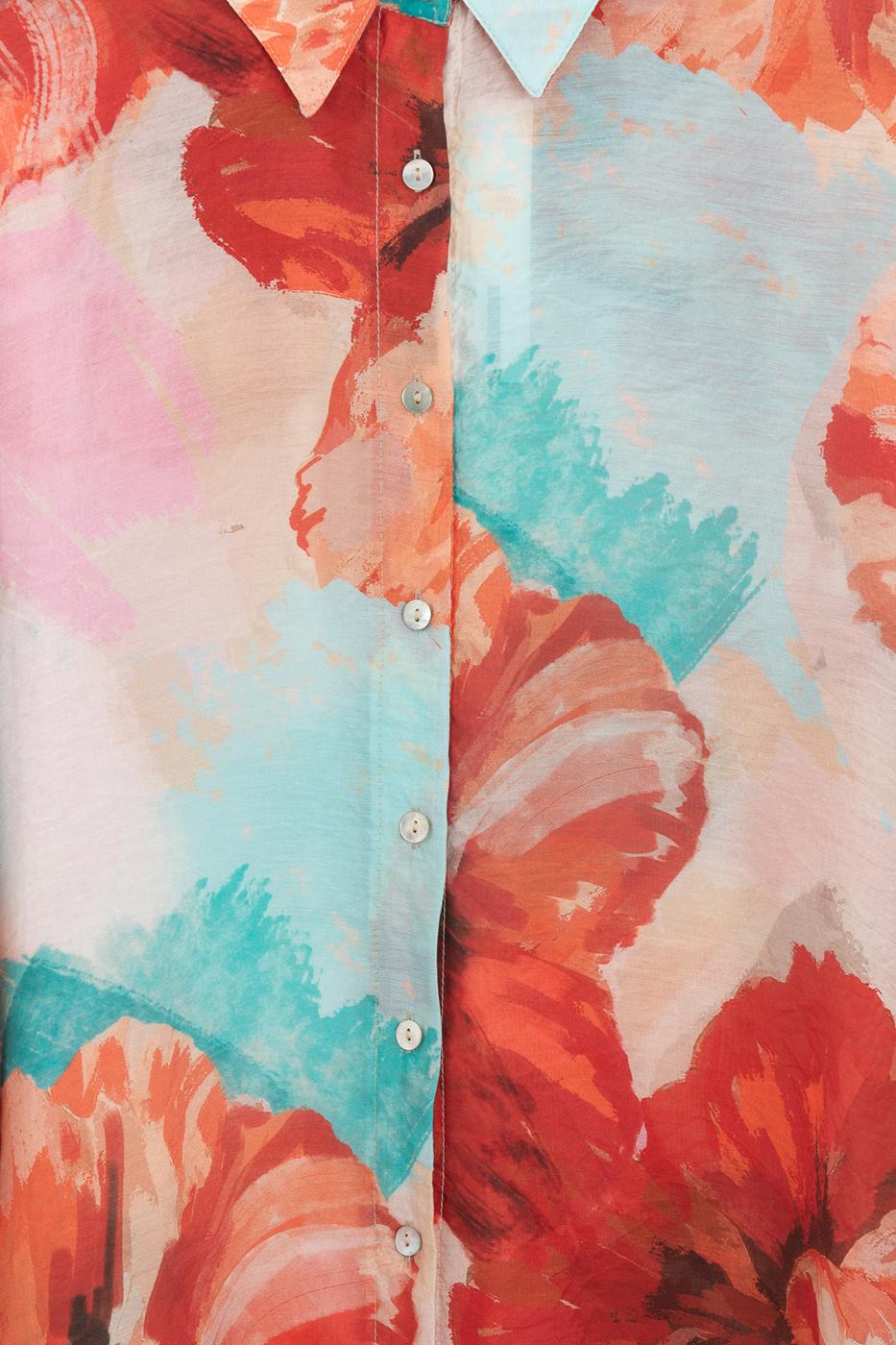 Oversize Floral Shirt Multı colour