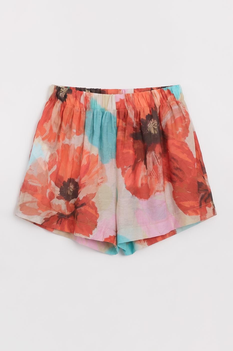 Oversize Floral Mini Shorts Multı colour