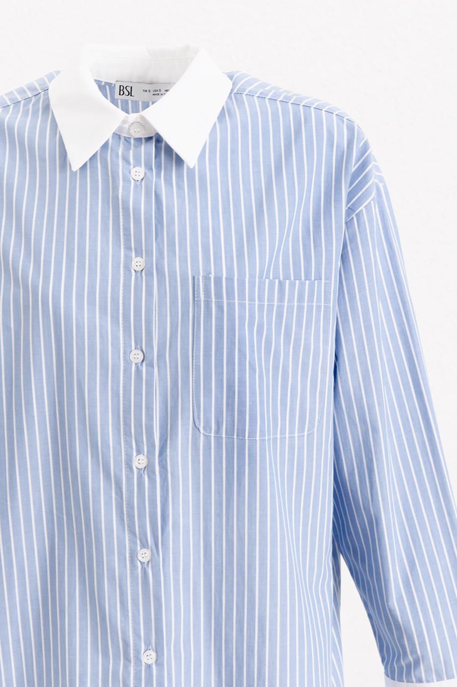Oversize Striped Shirt Blue