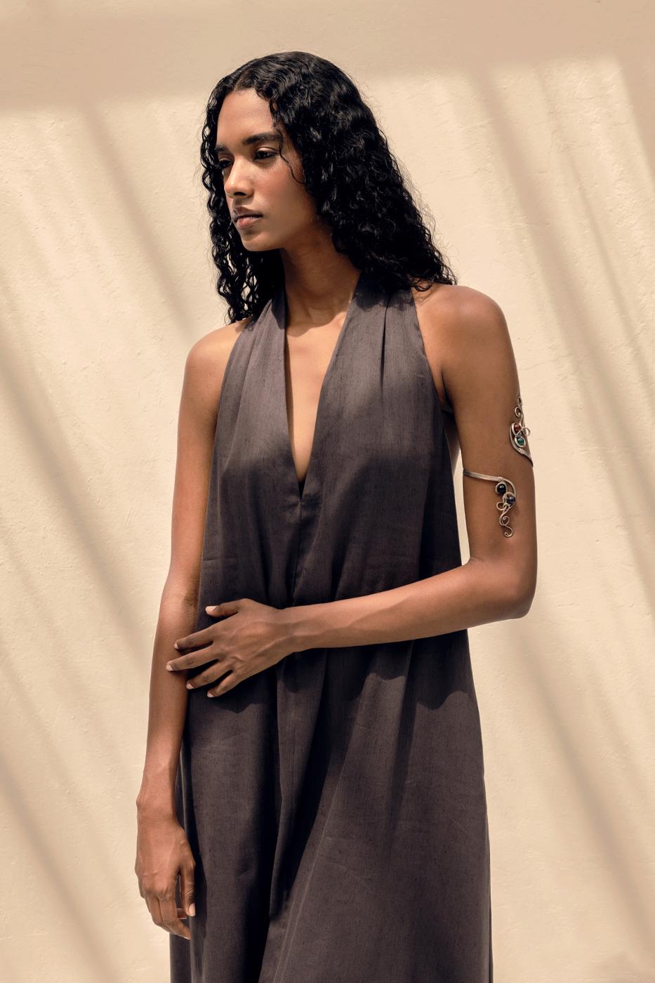 Oversize Midi Dress Brown