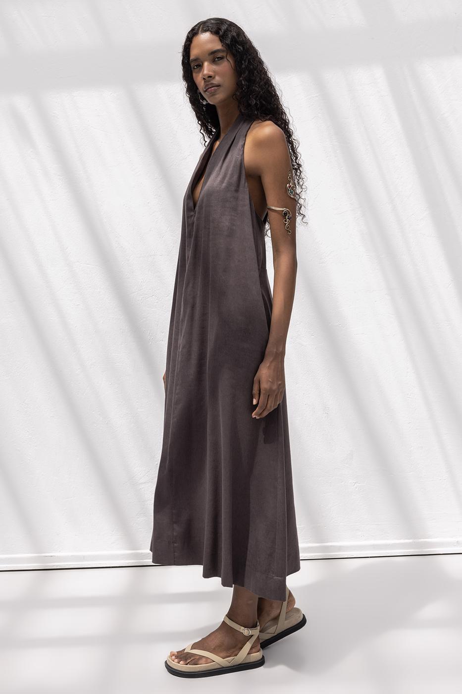 Oversize Midi Dress Brown