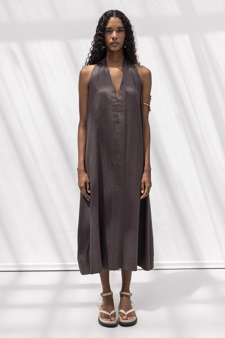 Oversize Midi Dress Brown