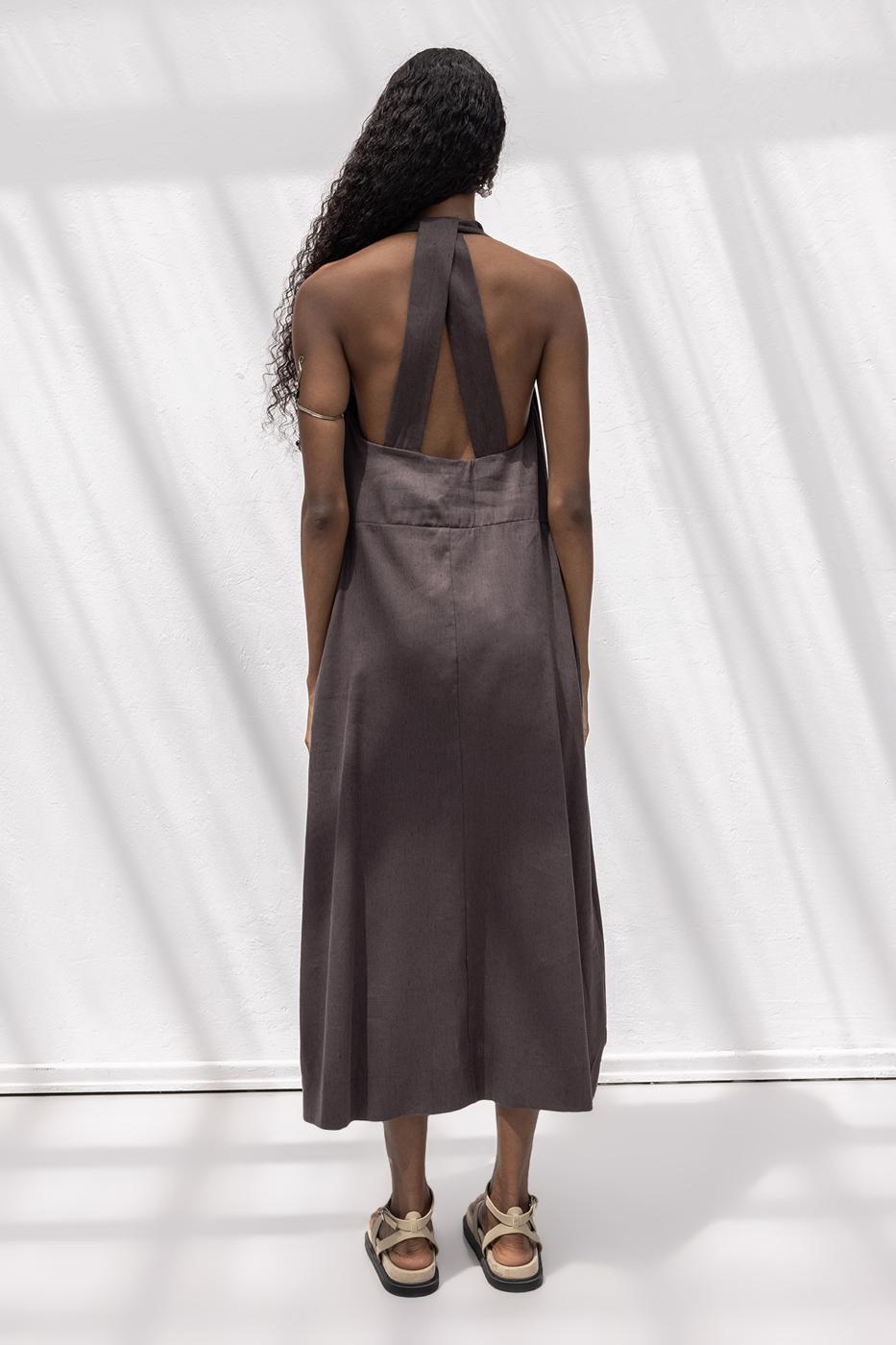 Oversize Midi Dress Brown