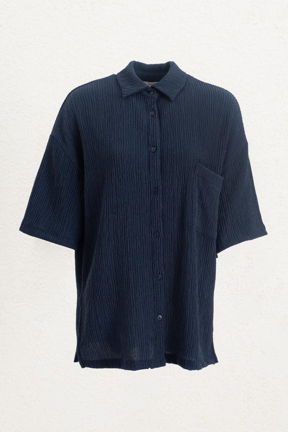 Oversize Knitted Shirt Navy