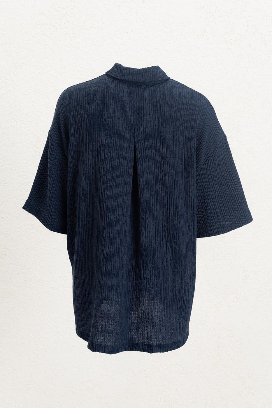 Oversize Knitted Shirt Navy