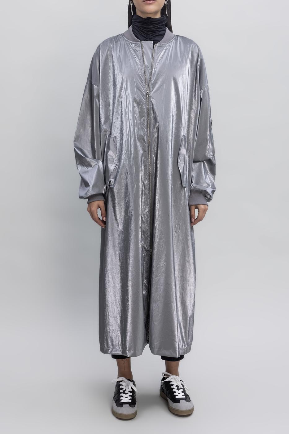Oversized Patent Leather Trenchcoat Grey
