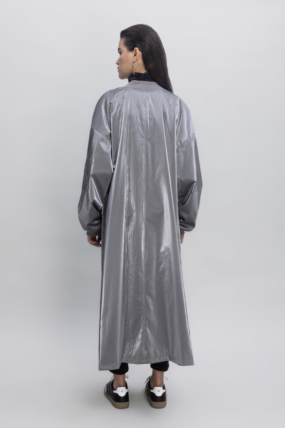 Oversized Patent Leather Trenchcoat Grey