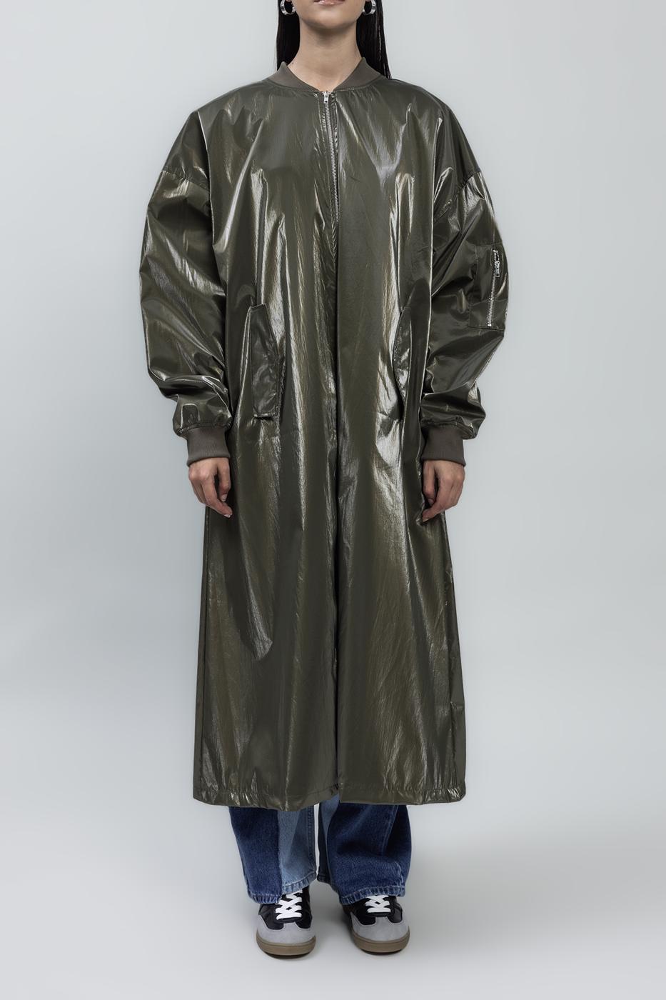 Oversized Patent Leather Trenchcoat Khaki