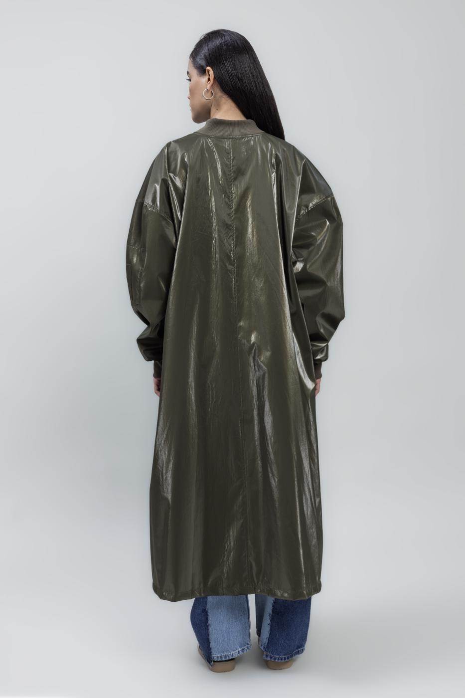 Oversized Patent Leather Trenchcoat Khaki