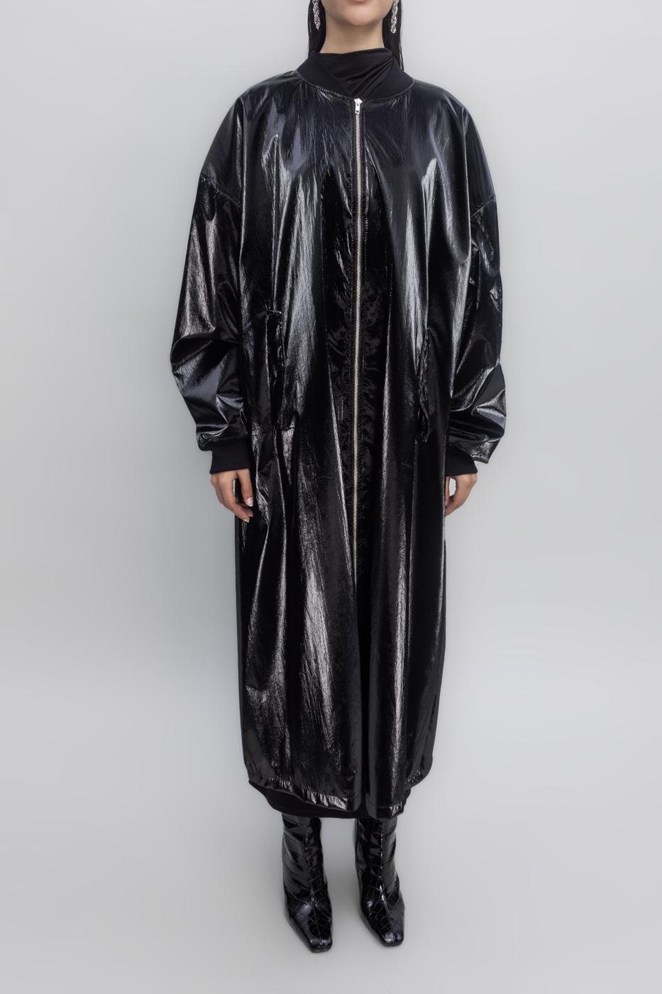 Oversized Patent Leather Trenchcoat Black