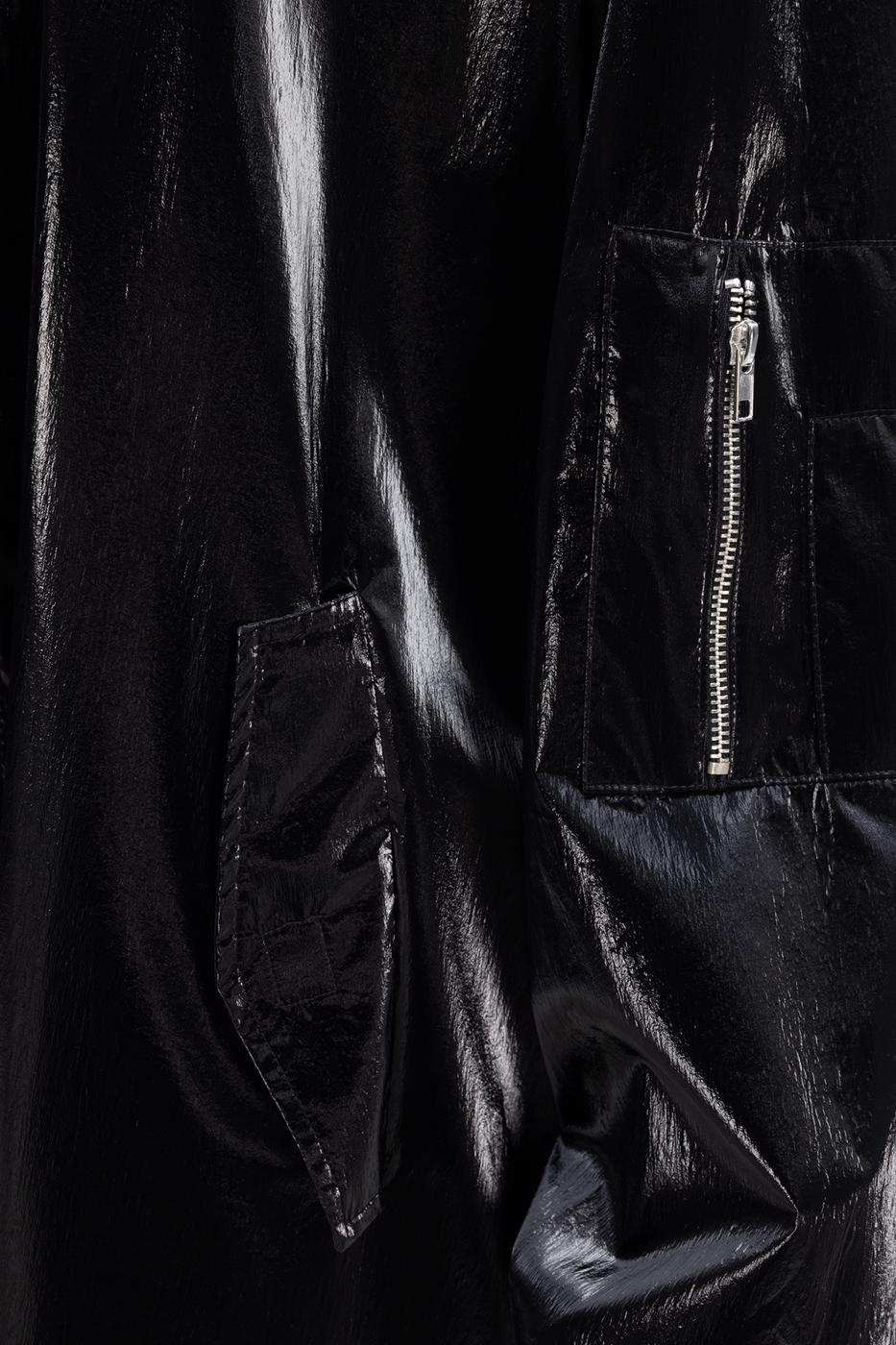 Oversized Patent Leather Trenchcoat Black