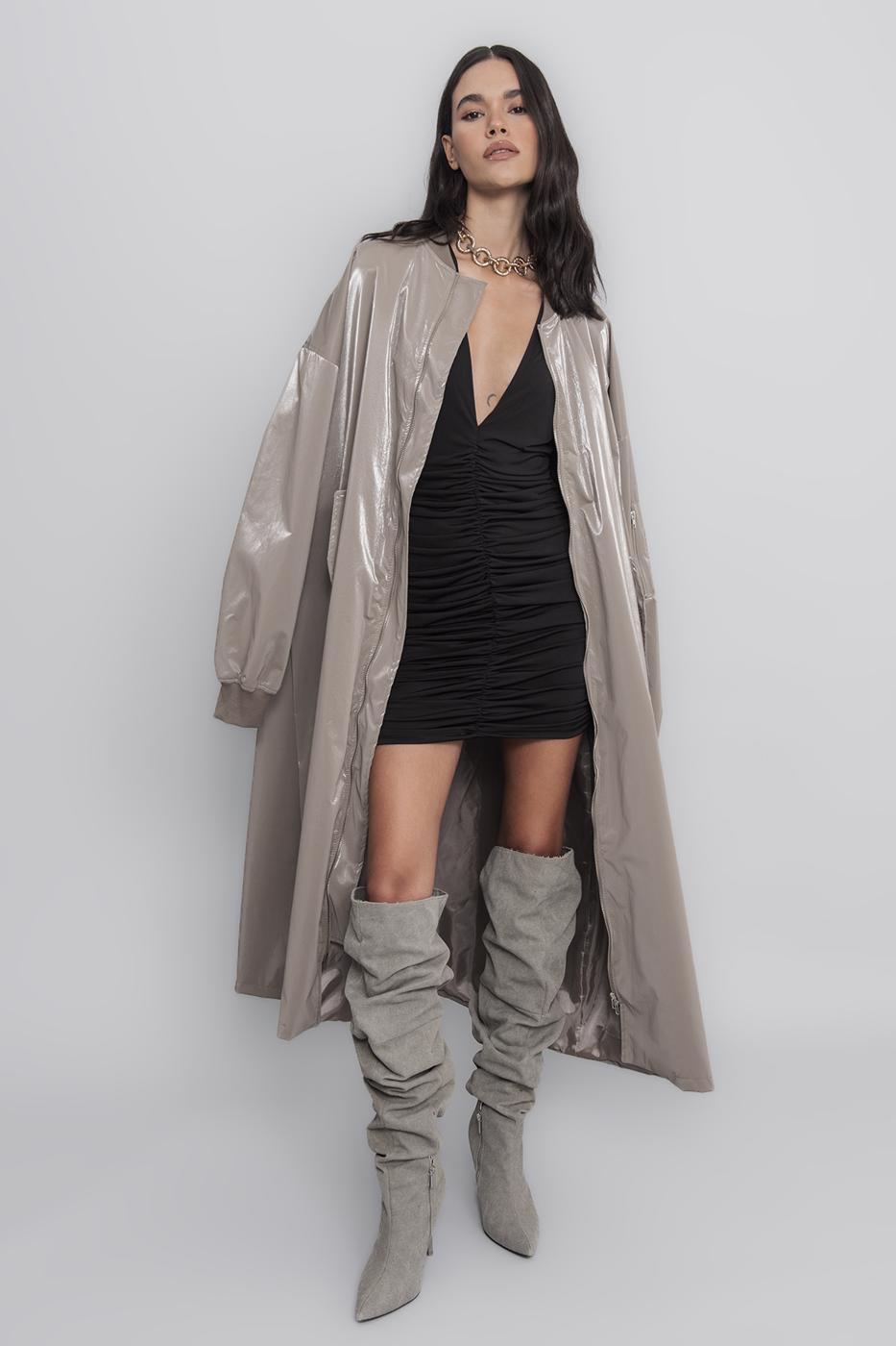 Oversized Patent Leather Trenchcoat Mink