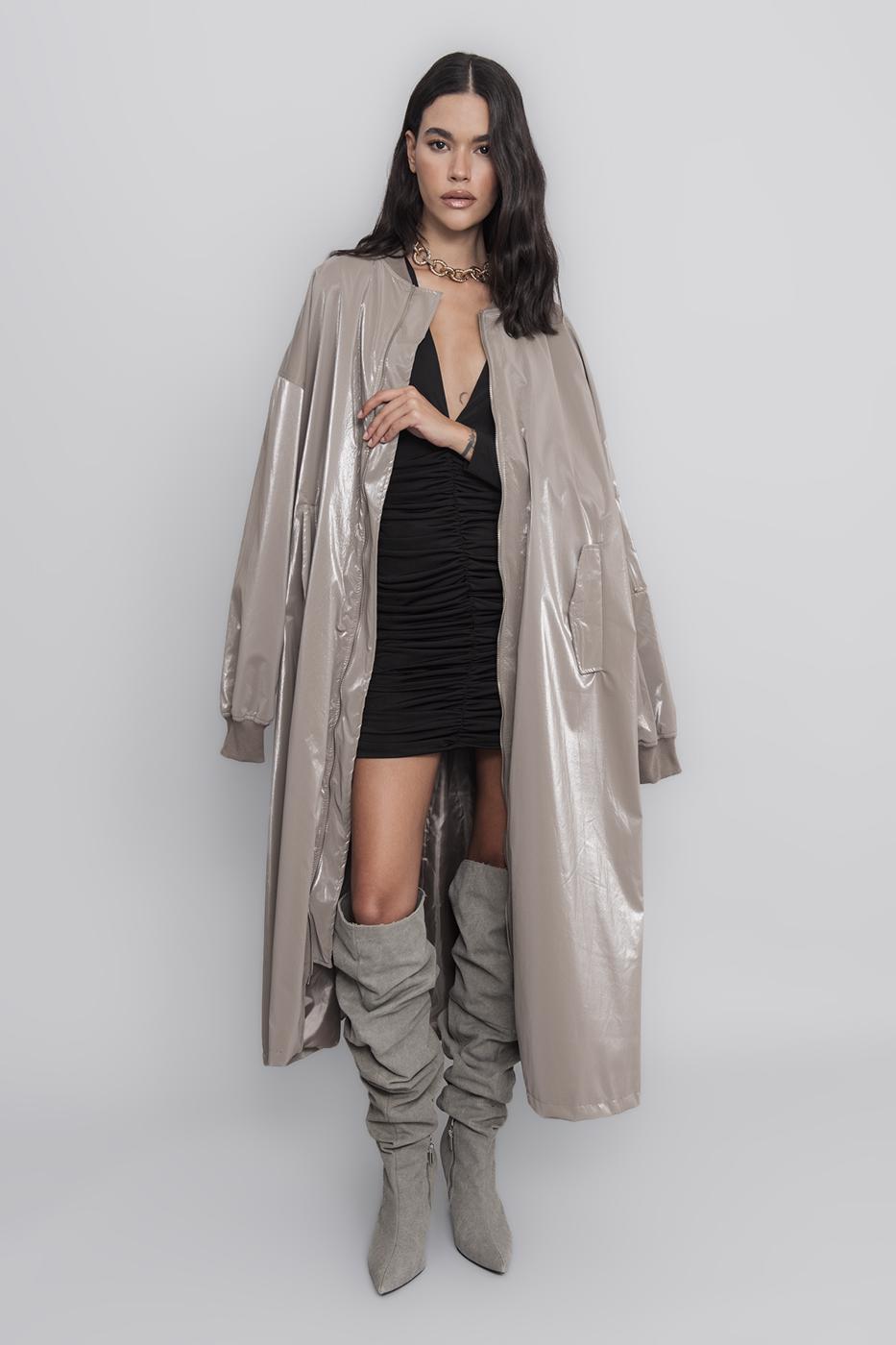 Oversized Patent Leather Trenchcoat Mink