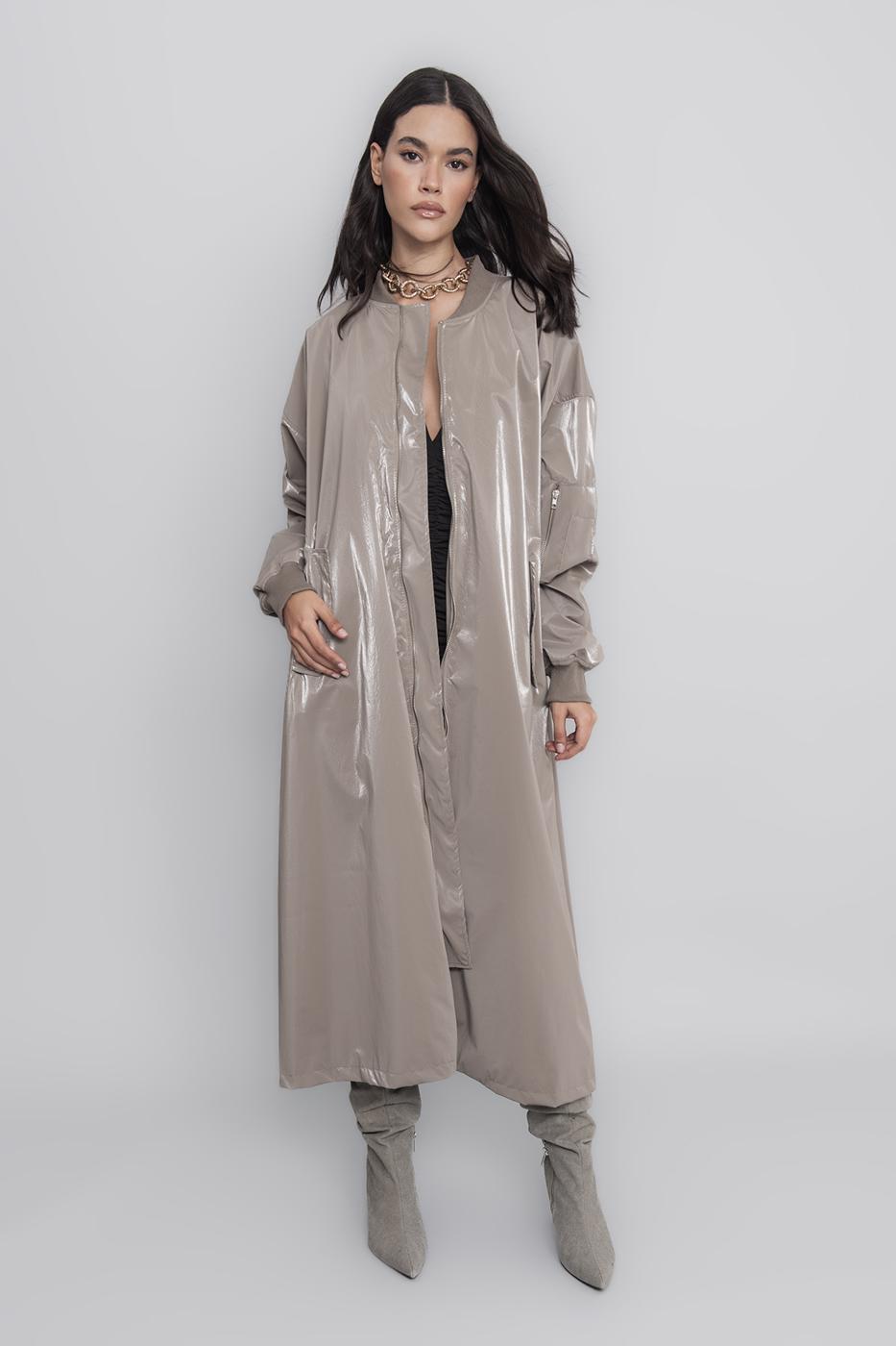 Oversized Patent Leather Trenchcoat Mink