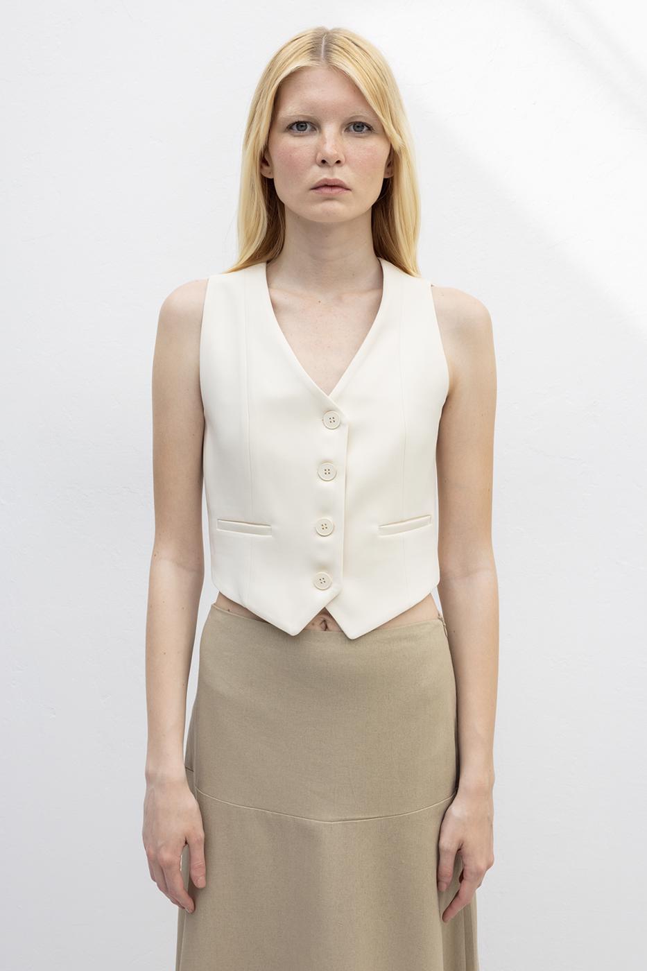 Custom Made Short Vest Ecru
