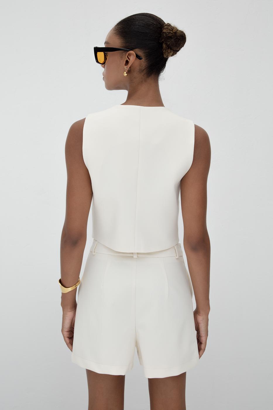 Custom Made Short Vest Ecru