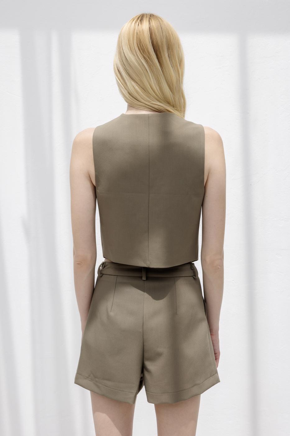 Custom Made Short Vest Khaki