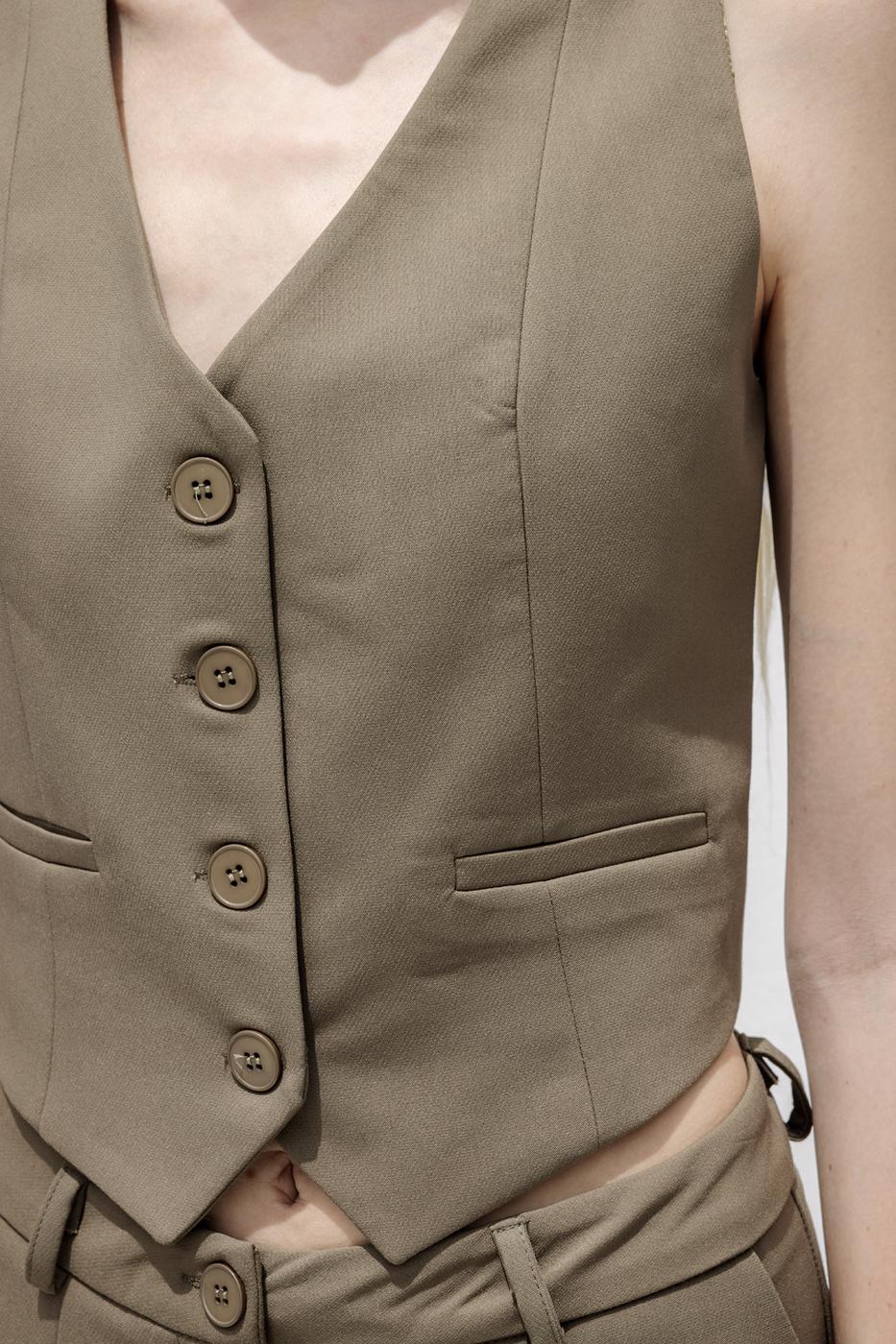 Custom Made Short Vest Khaki