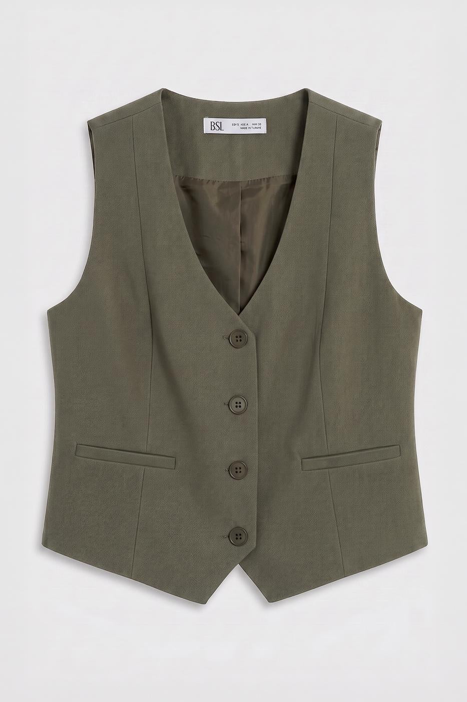 Custom Made Short Vest Khaki