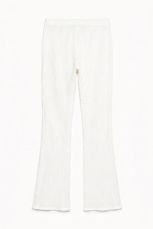 Textured Trousers with Slit Hem Off whıte