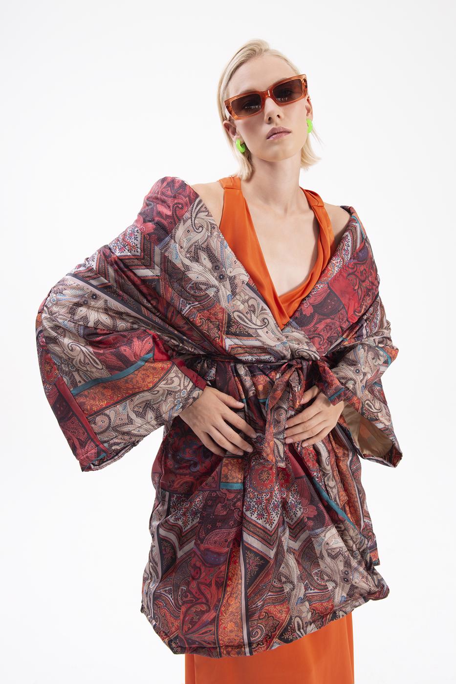 Patchwork hooded coat