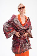 Patchwork hooded coat
