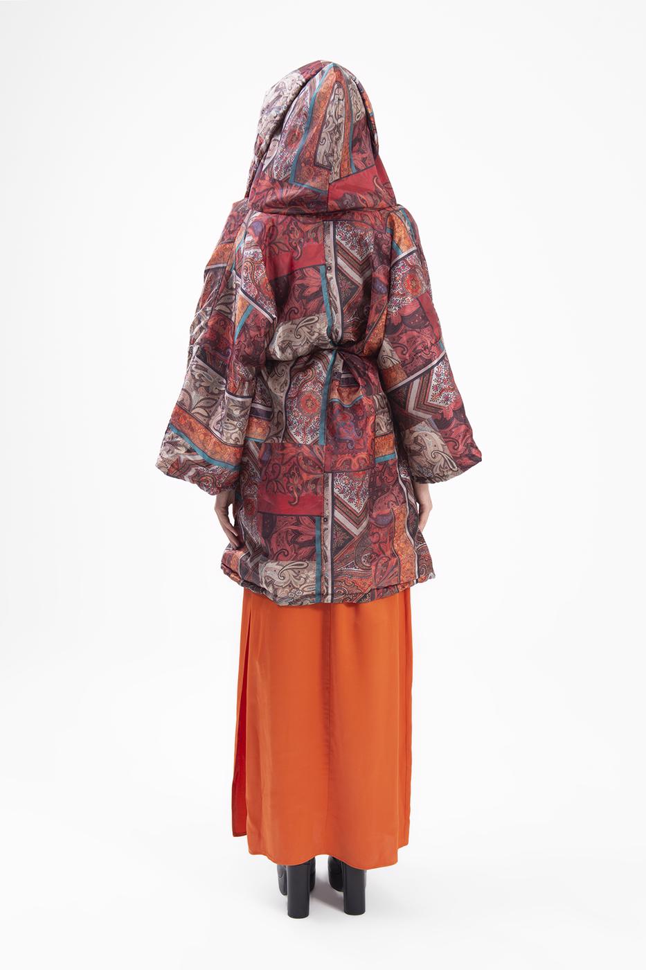 Patchwork hooded coat