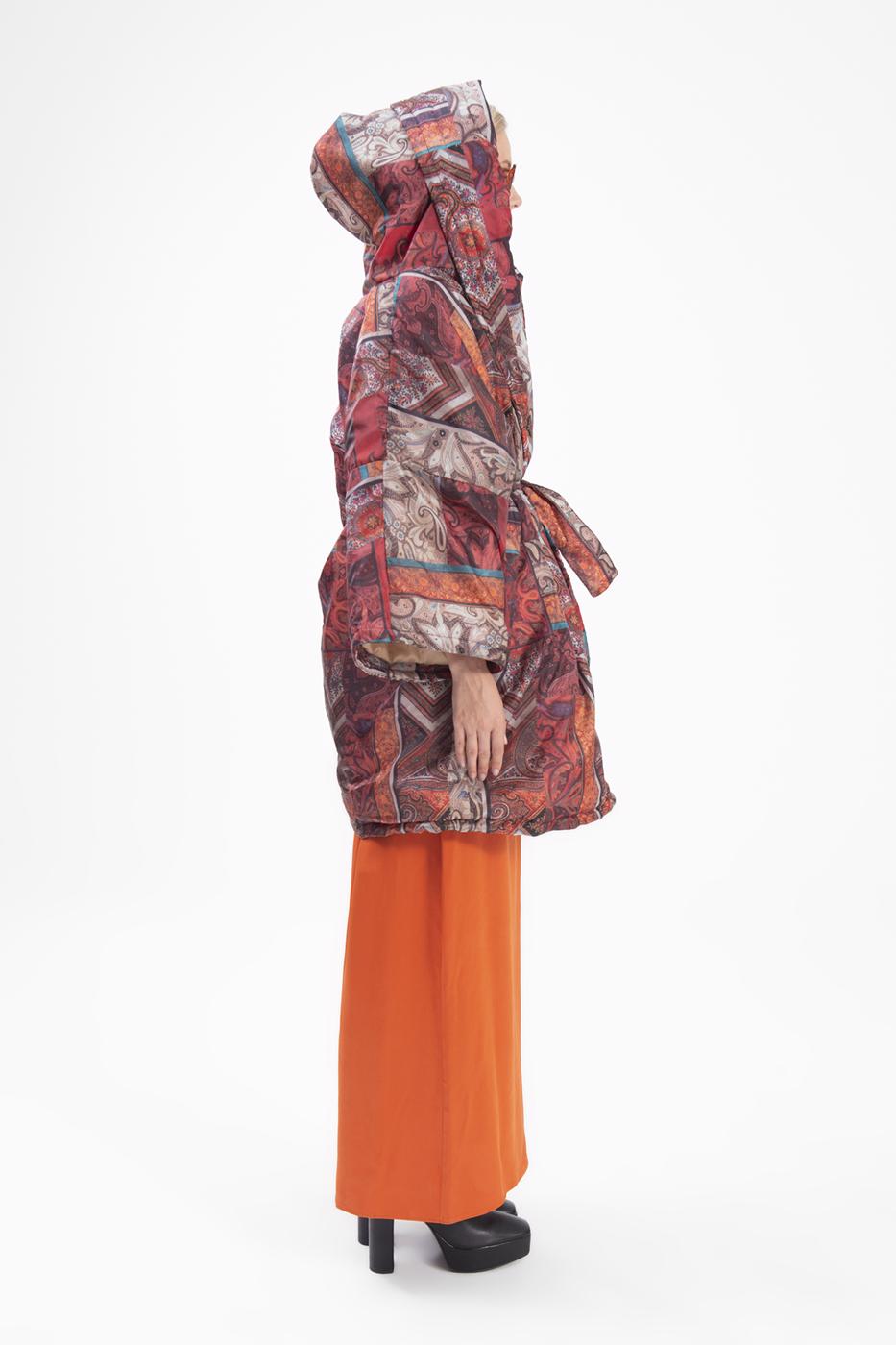 Patchwork hooded coat