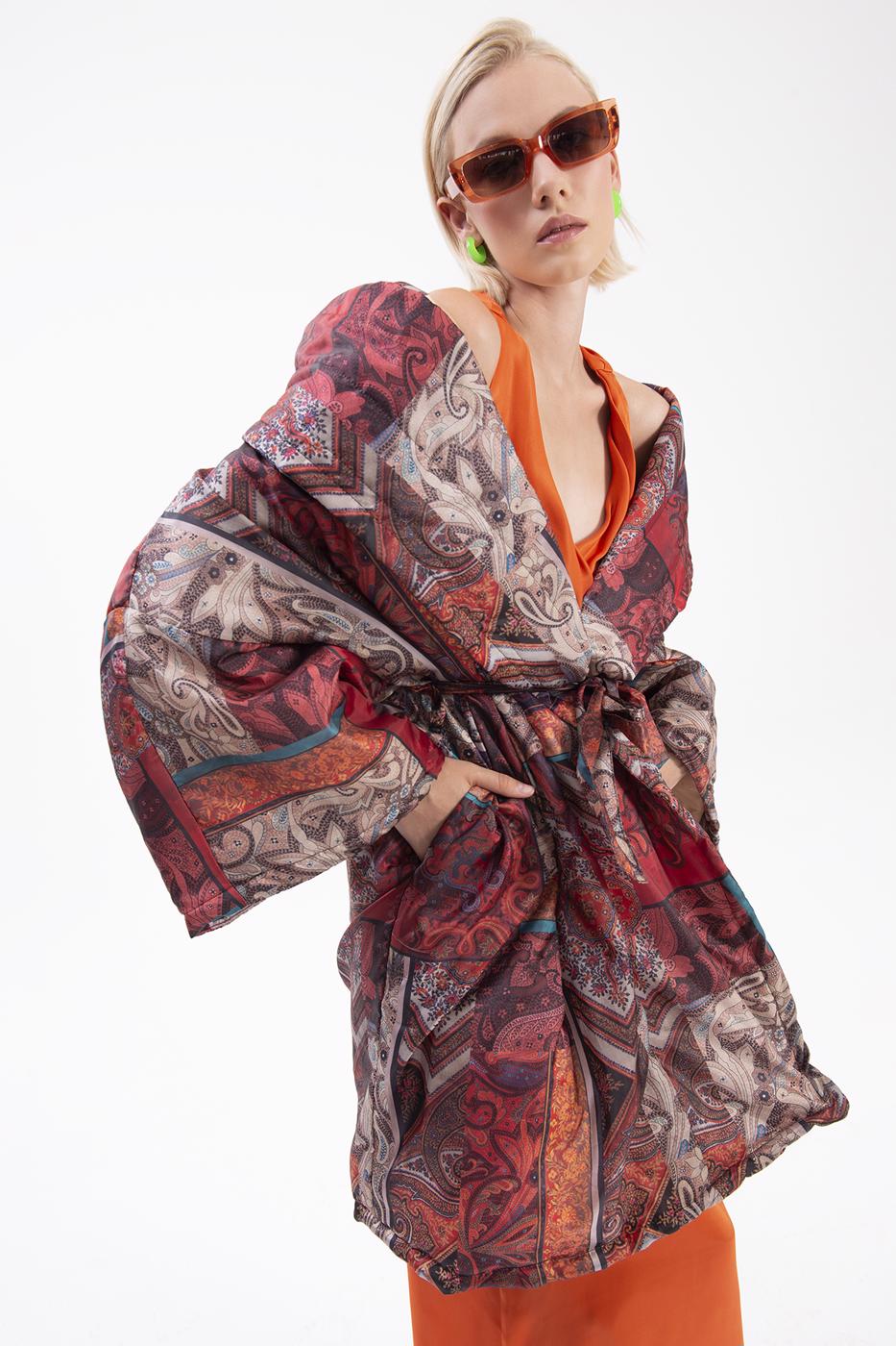 Patchwork hooded coat
