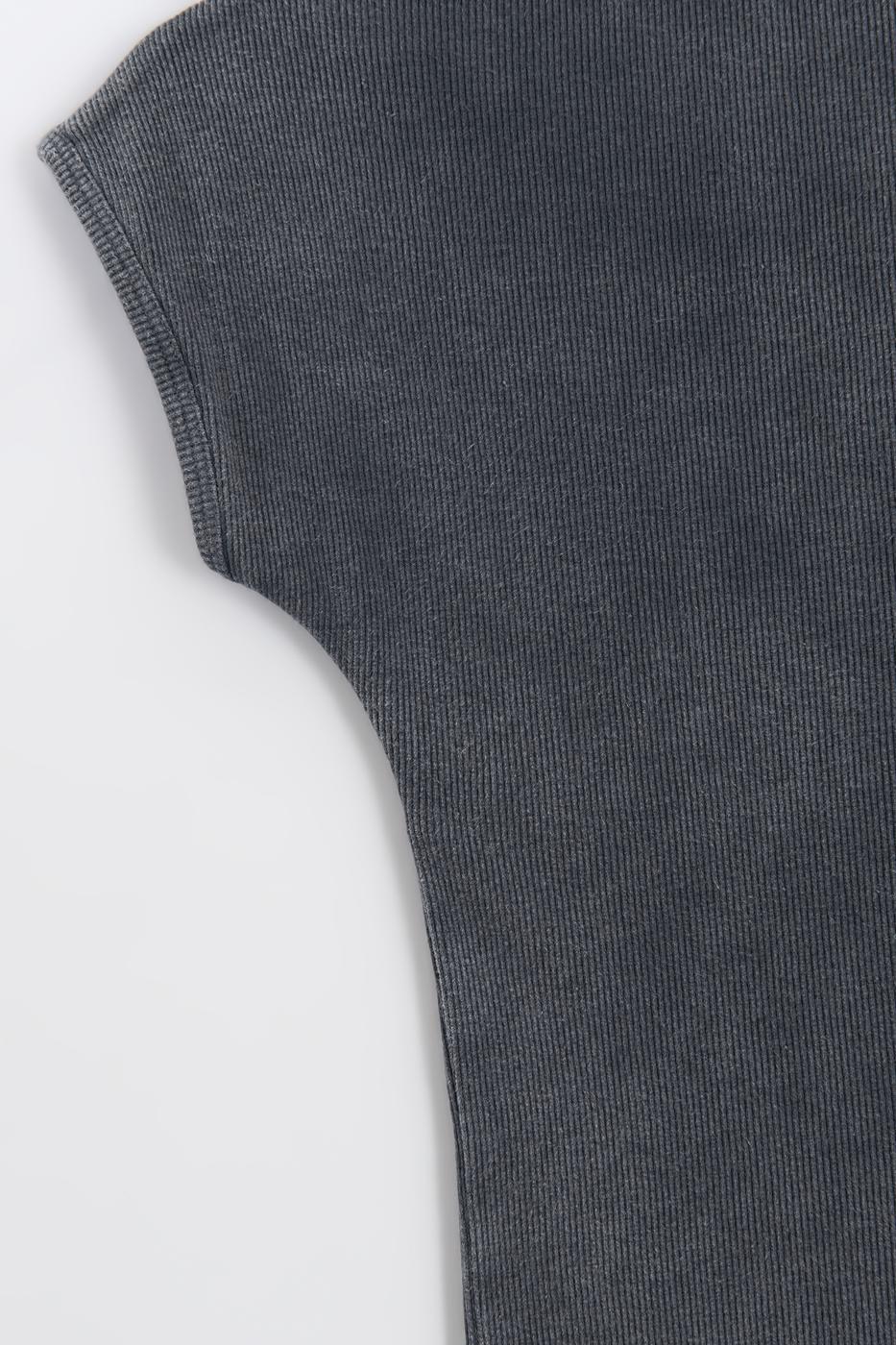 Piece Dyed Carmen Collar Ribbed Top Anthracite