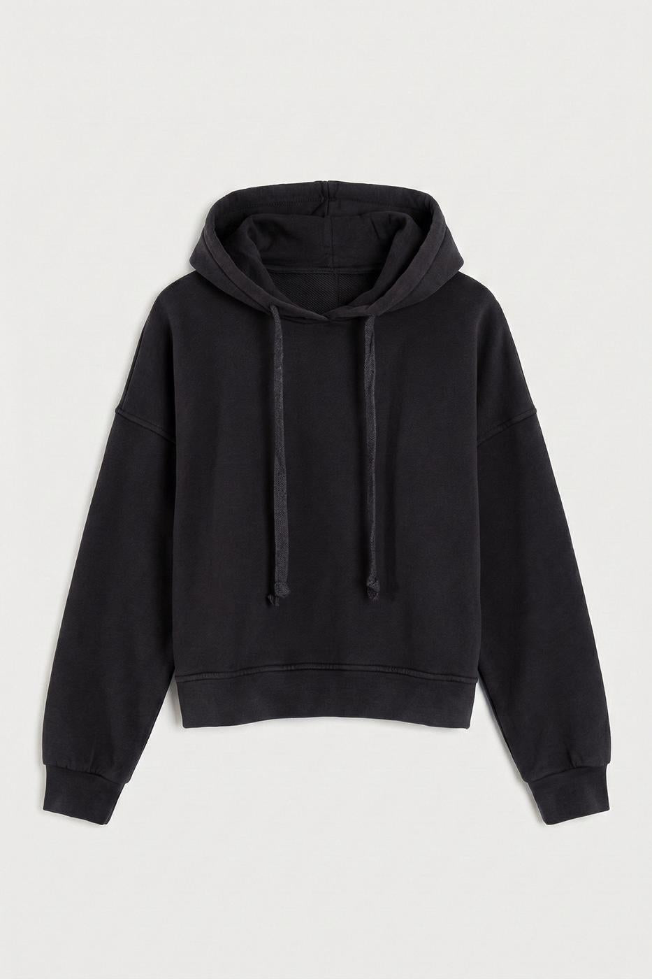 Patchwork Dyed Hooded Sweatshirt Anthracite