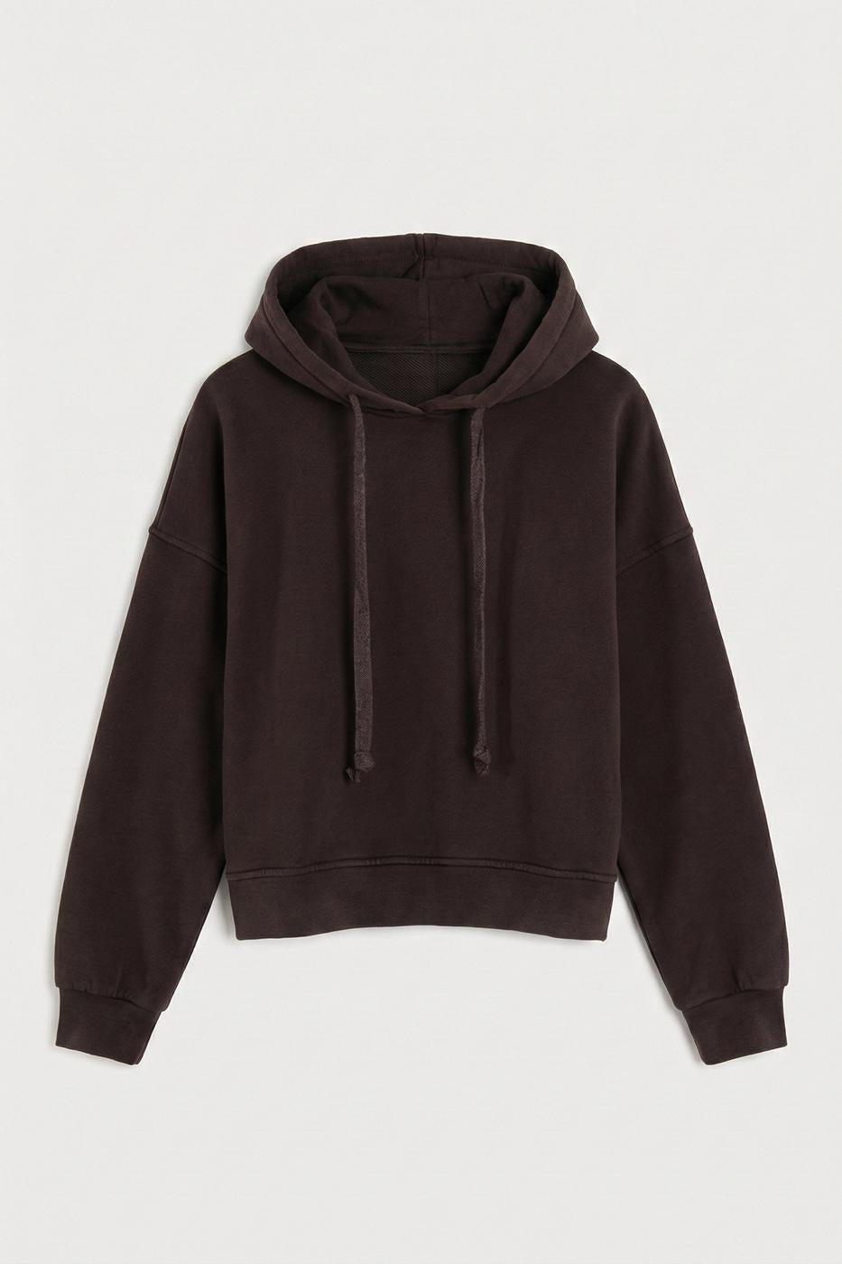 Patchwork Dyed Hooded Sweatshirt Brown