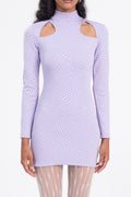 Cut out detailed high neck mini dress