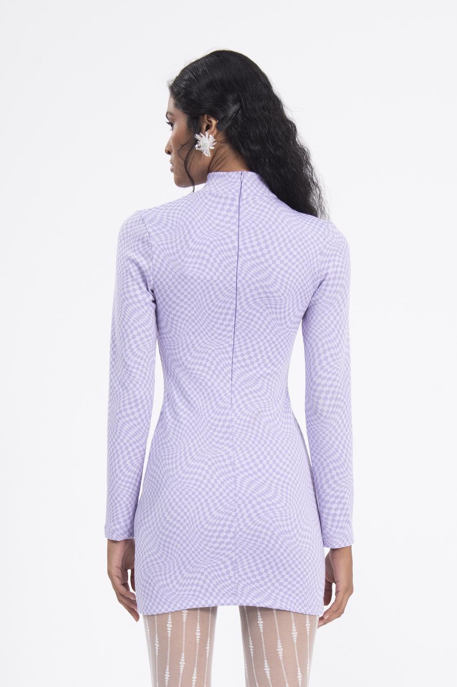 Cut out detailed high neck mini dress