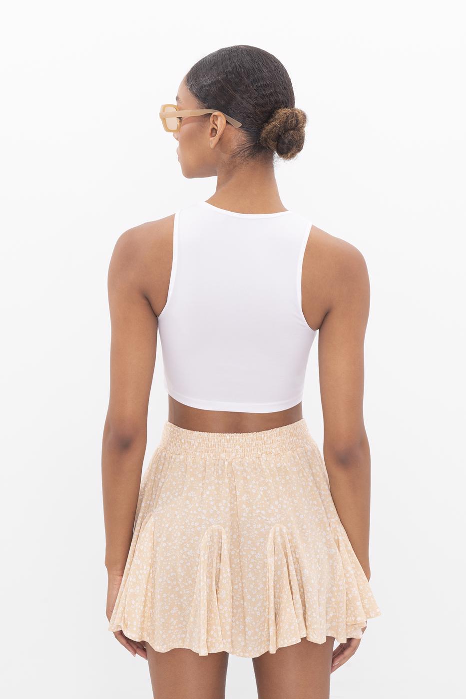 Cut out detailed sleeveless crop top White