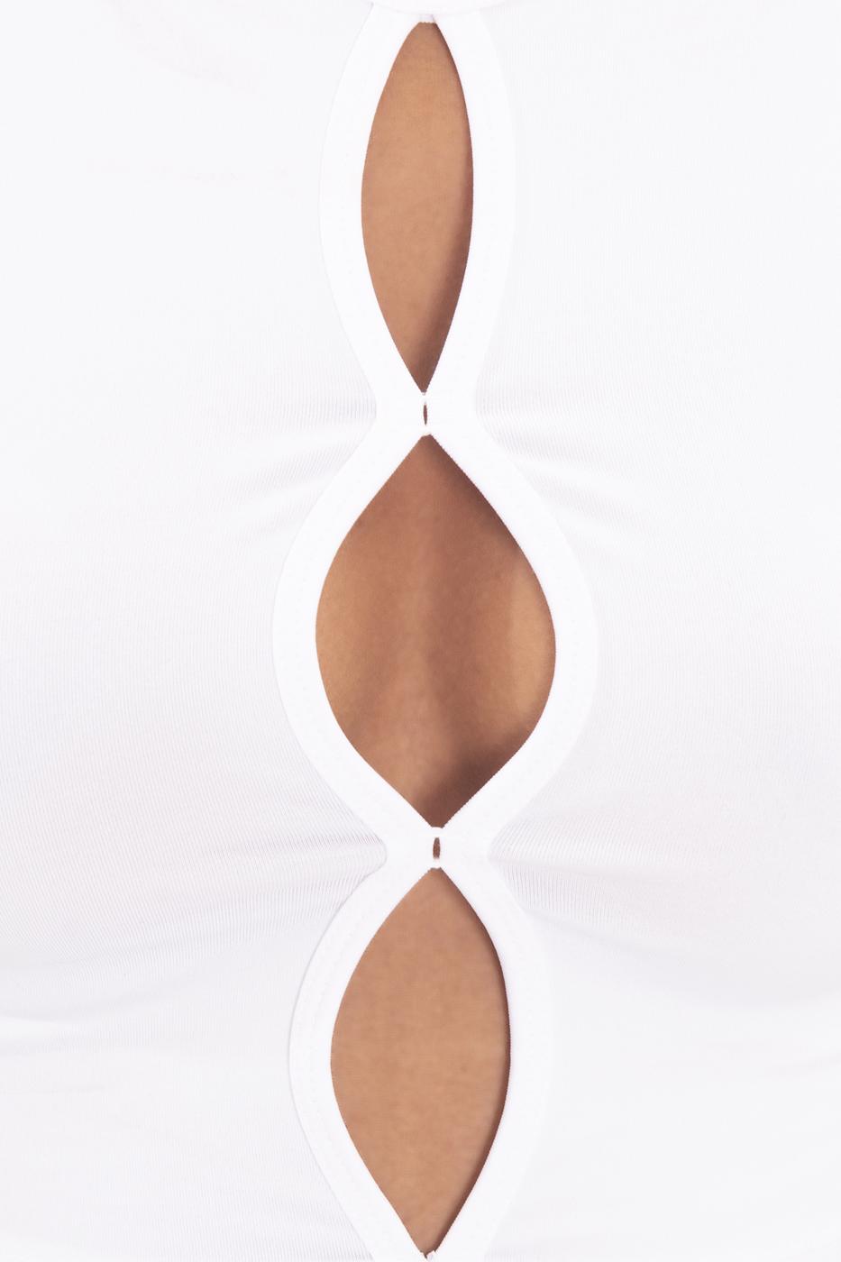 Cut out detailed sleeveless crop top White