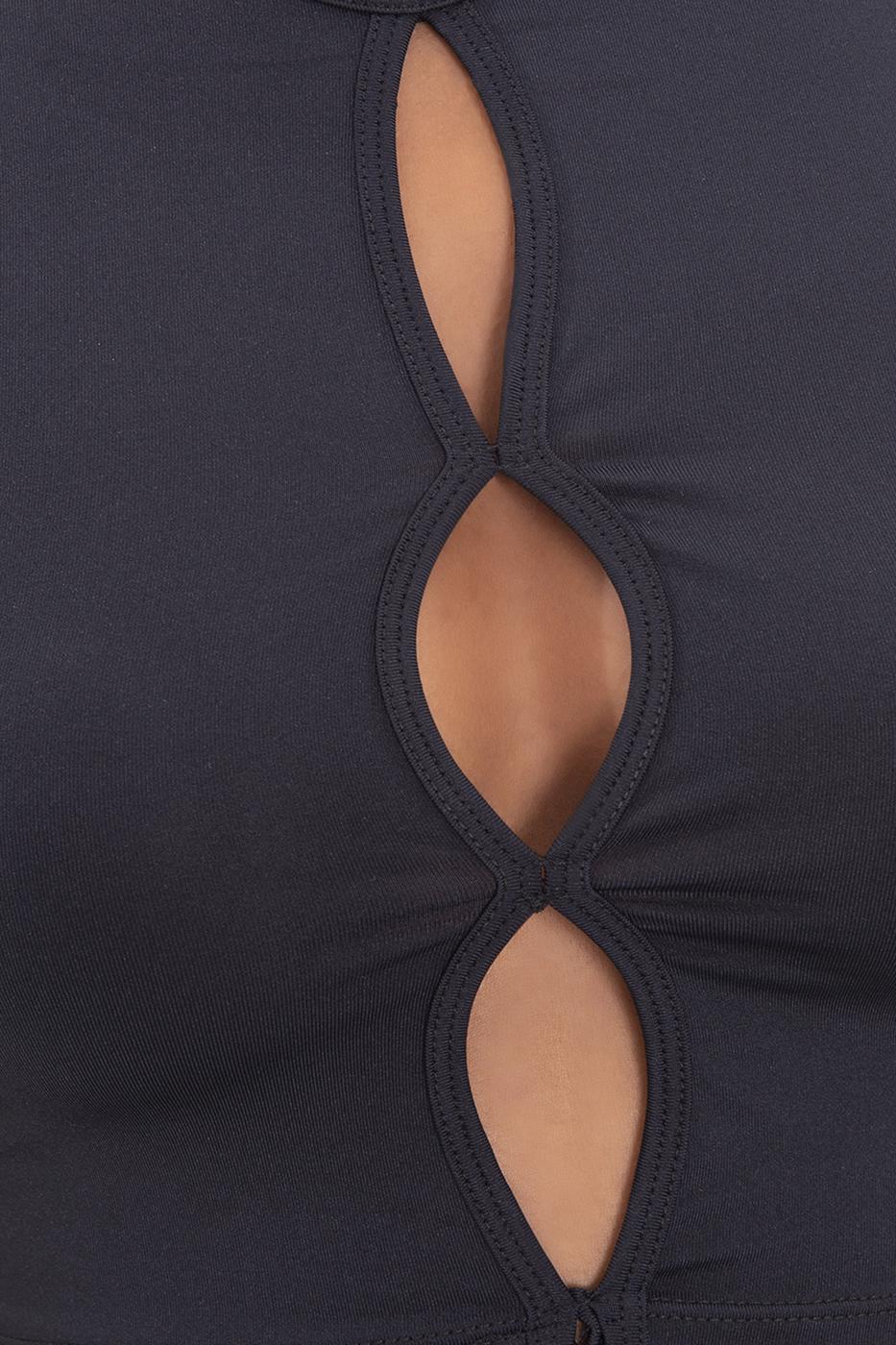 Cut out detailed sleeveless crop top Mat black