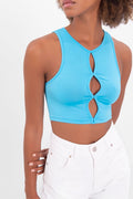 Cut out detailed sleeveless crop top Blue
