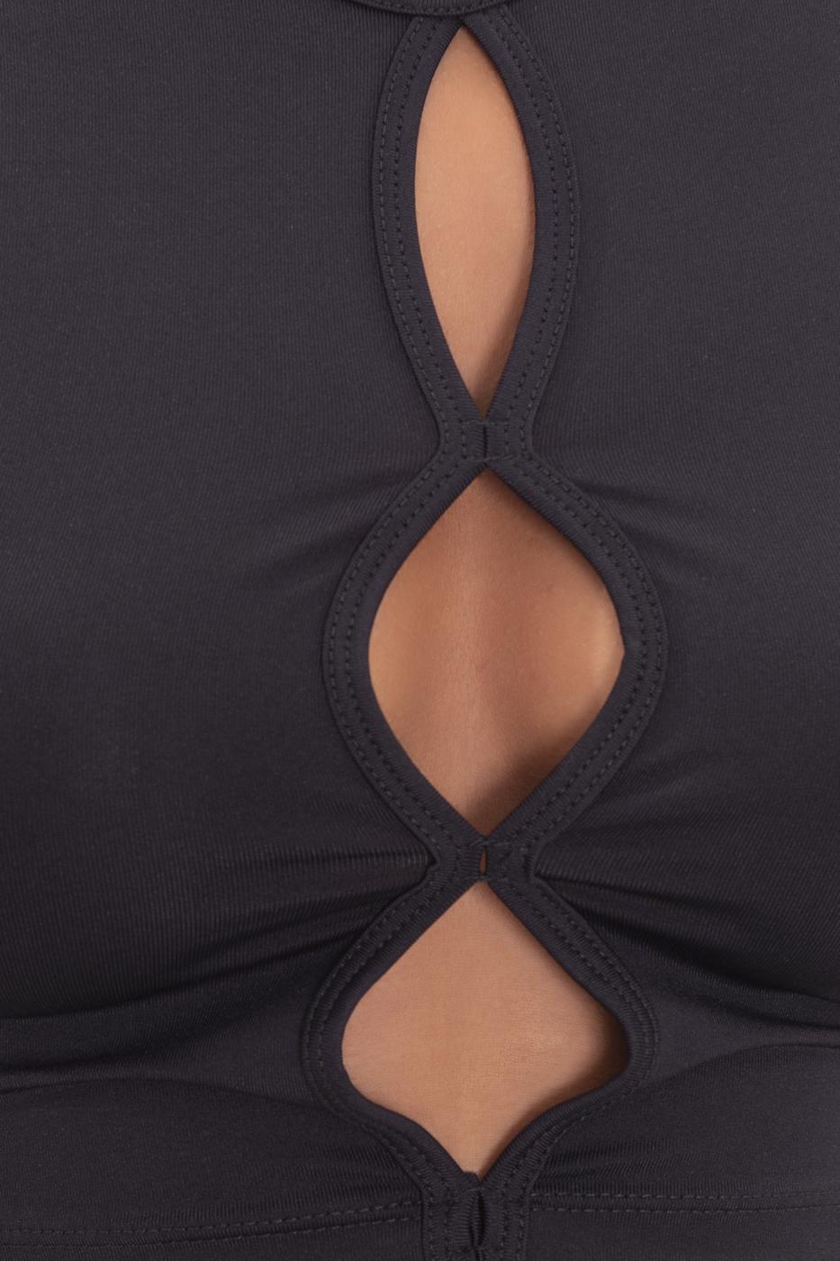 Cut out detailed sleeveless crop top Black
