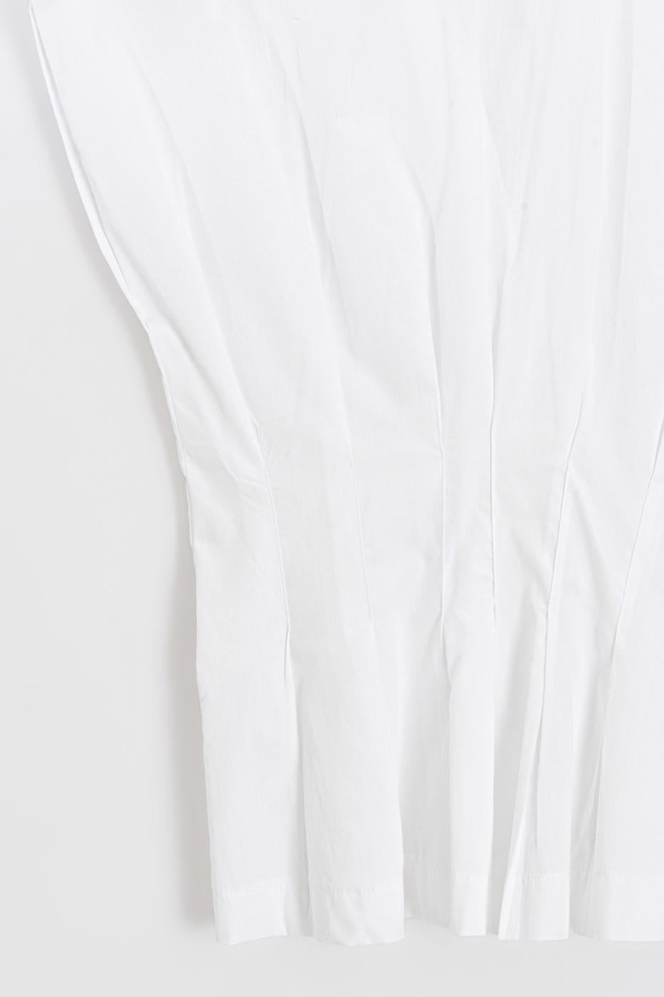 Darted Waist-Fit Pleated Shirt White