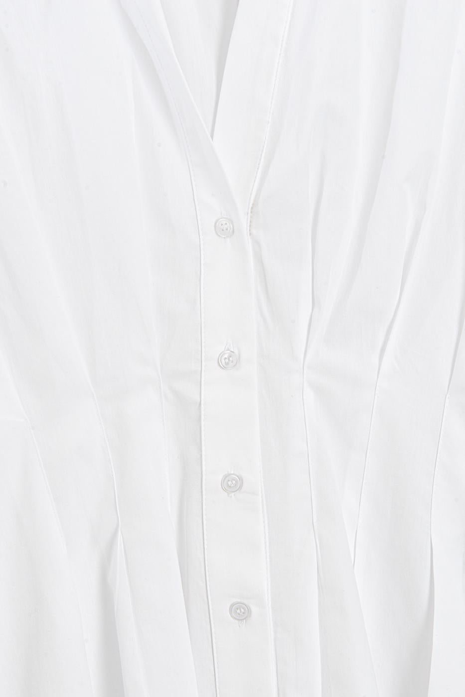 Darted Waist-Fit Pleated Shirt White