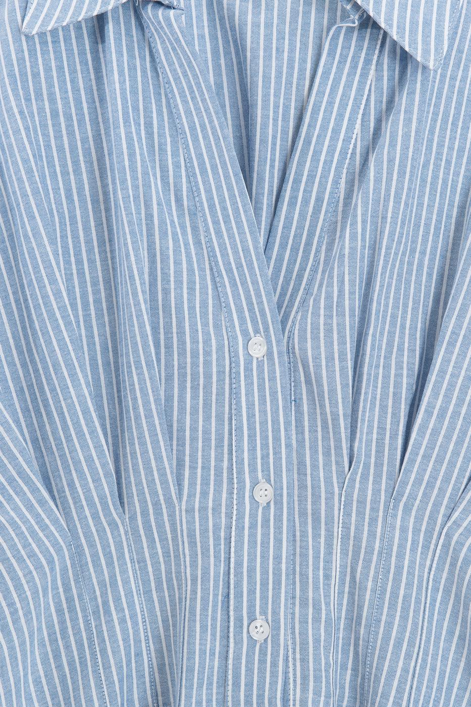 Darted Waist-Fit Pleated Shirt Blue
